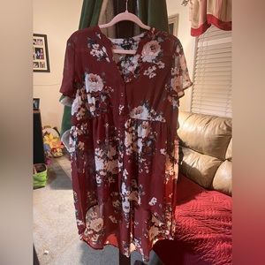 A burgundy flower print Tunic